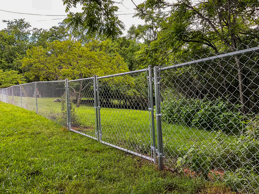 Galvanized chain link gate and fence installation
